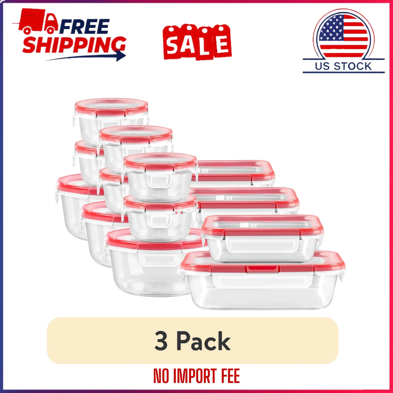 HOT SALE ~ (3 pack) Pyrex Freshlock 10-pc Glass Storage Set HOT SALE ~ (3 pack) Pyrex Freshlock 10-pc Glass Storage Set