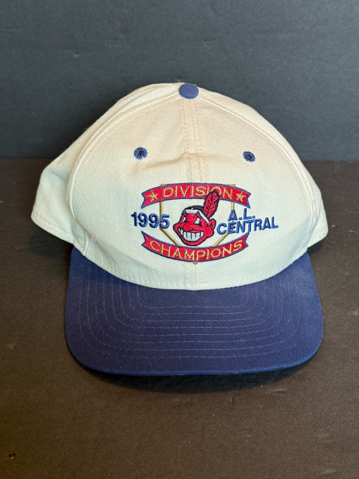 Vintage 1995 A.L. Central Division Champions Cleveland Indians Snapback Hat Vintage 1995 A.L. Central Division Champions Cleveland Indians Snapback Hat