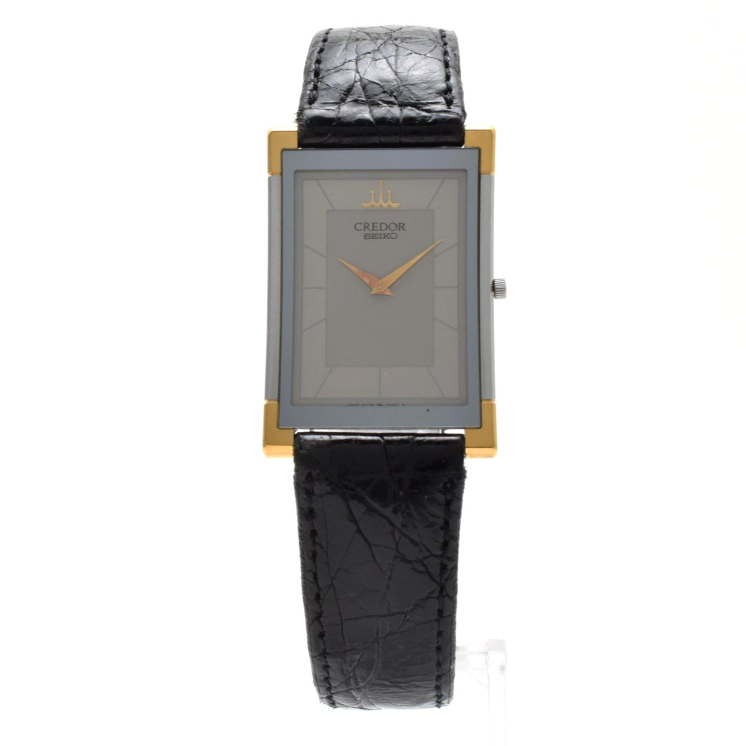 Vintage [EXCELLENT+5] SEIKO Credor 6730-5710 Tank 22K SGP20 Gold Qz Men\'s Watch