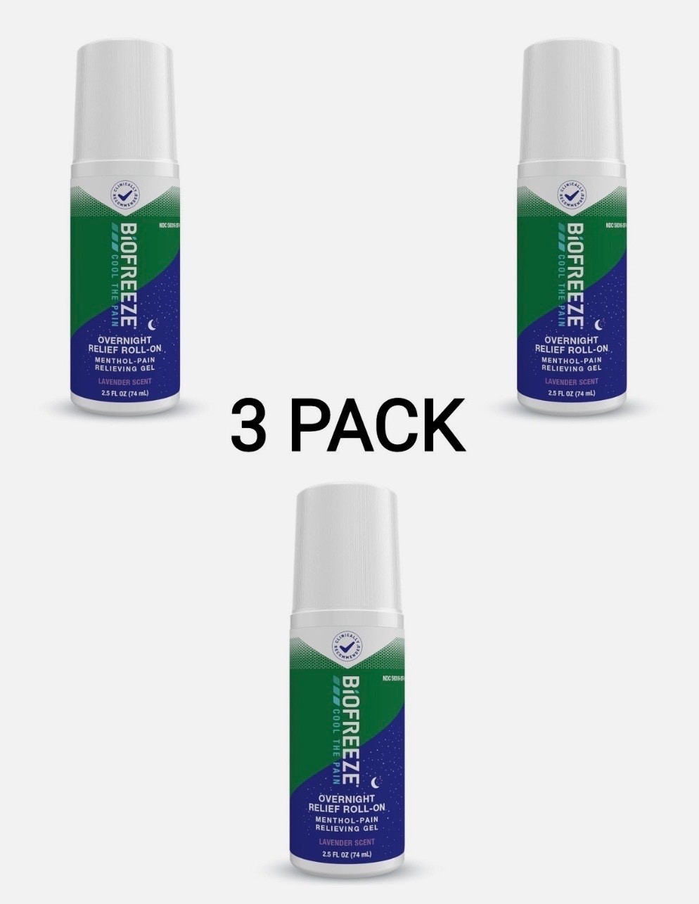 3 X Biofreeze Menthol Overnight Roll-On Pain Relieving Gel 2.5 FL OZ SHIPS FREE 3 X Biofreeze Menthol Overnight Roll-On Pain Relieving Gel 2.5 FL OZ SHIPS FREE