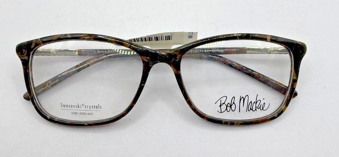 BOB MACKIE SWAROVSKI CRYSTALS FRAMES ONLY EYEGLASSES B114 BROWN GOLD 54-16-135 BOB MACKIE SWAROVSKI CRYSTALS FRAMES ONLY EYEGLASSES B114 BROWN GOLD 54-16-135