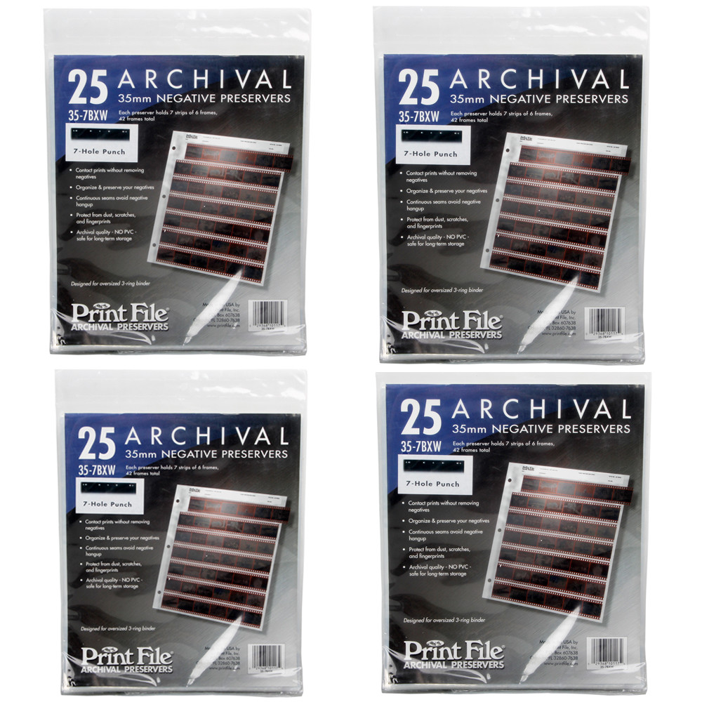 100x Printfile Archival Storage Sheets 35mm 135 Negative Page Preservers 35-7BXW