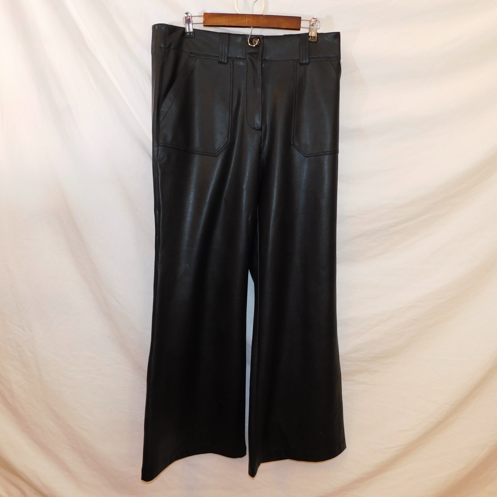 New Anthropologie Maeve Sz 14 Junie Pants Wide-Leg Flare Faux Leather High Rise New Anthropologie Maeve Sz 14 Junie Pants Wide-Leg Flare Faux Leather High Rise