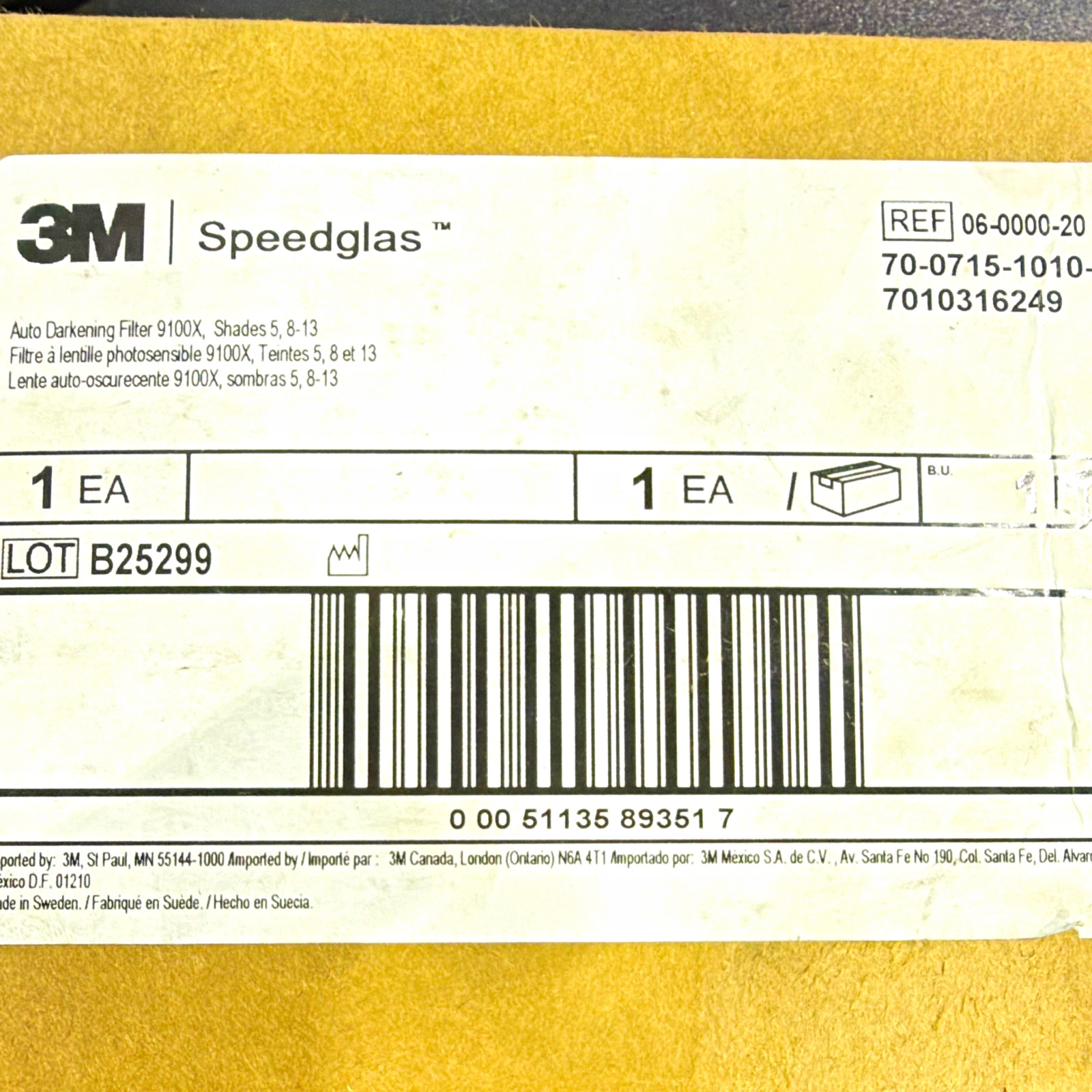 3M Speedglas 9100X Auto Darkening Filter Drop-In UV Purple 06-0000-20 3M Speedglas 9100X Auto Darkening Filter Drop-In UV Purple 06-0000-20