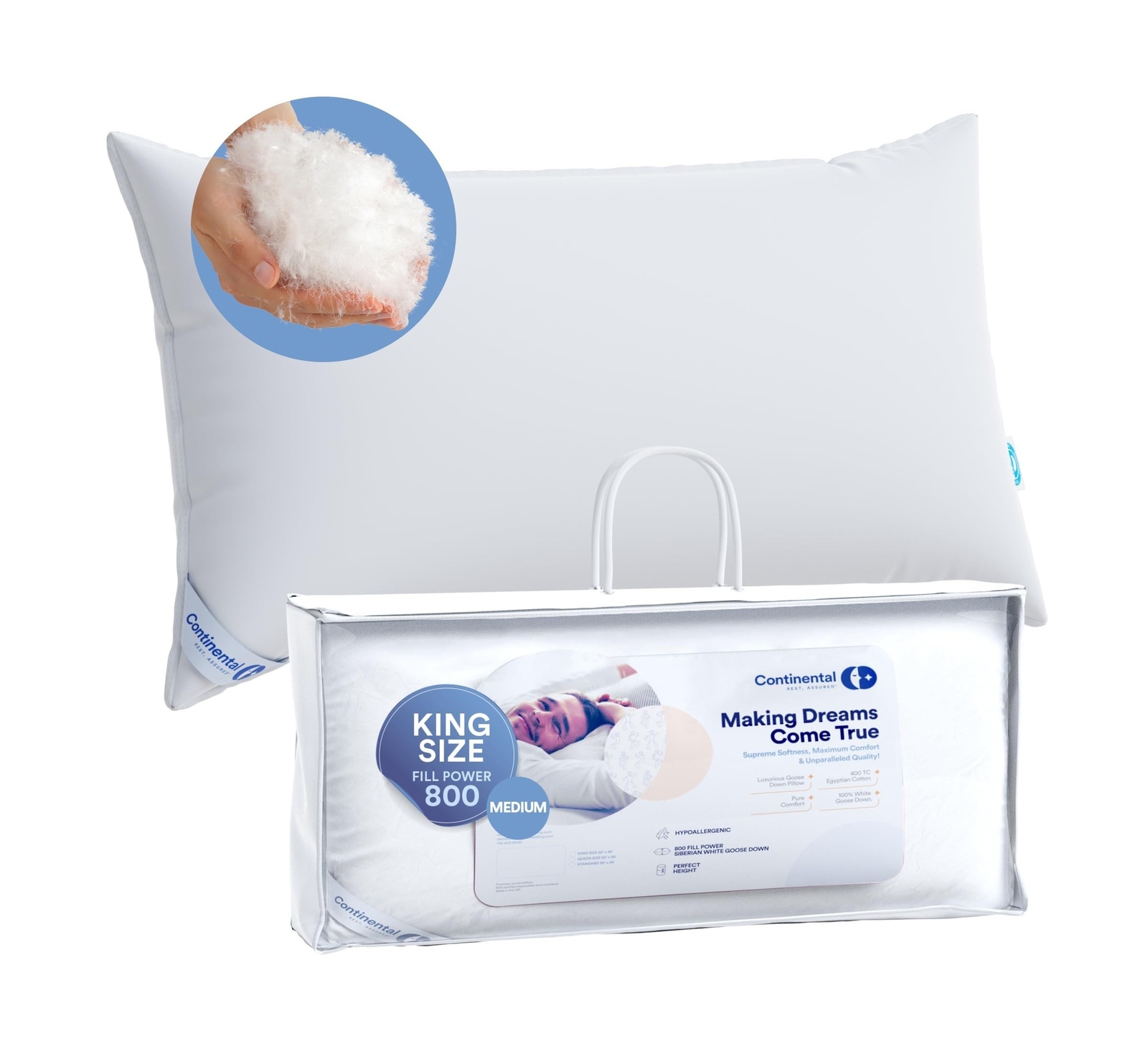 100% Luxury Down Pillow - Siberian 800 FP Medium Support King Size - Pack of ... 100% Luxury Down Pillow - Siberian 800 FP Medium Support King Size - Pack of ...