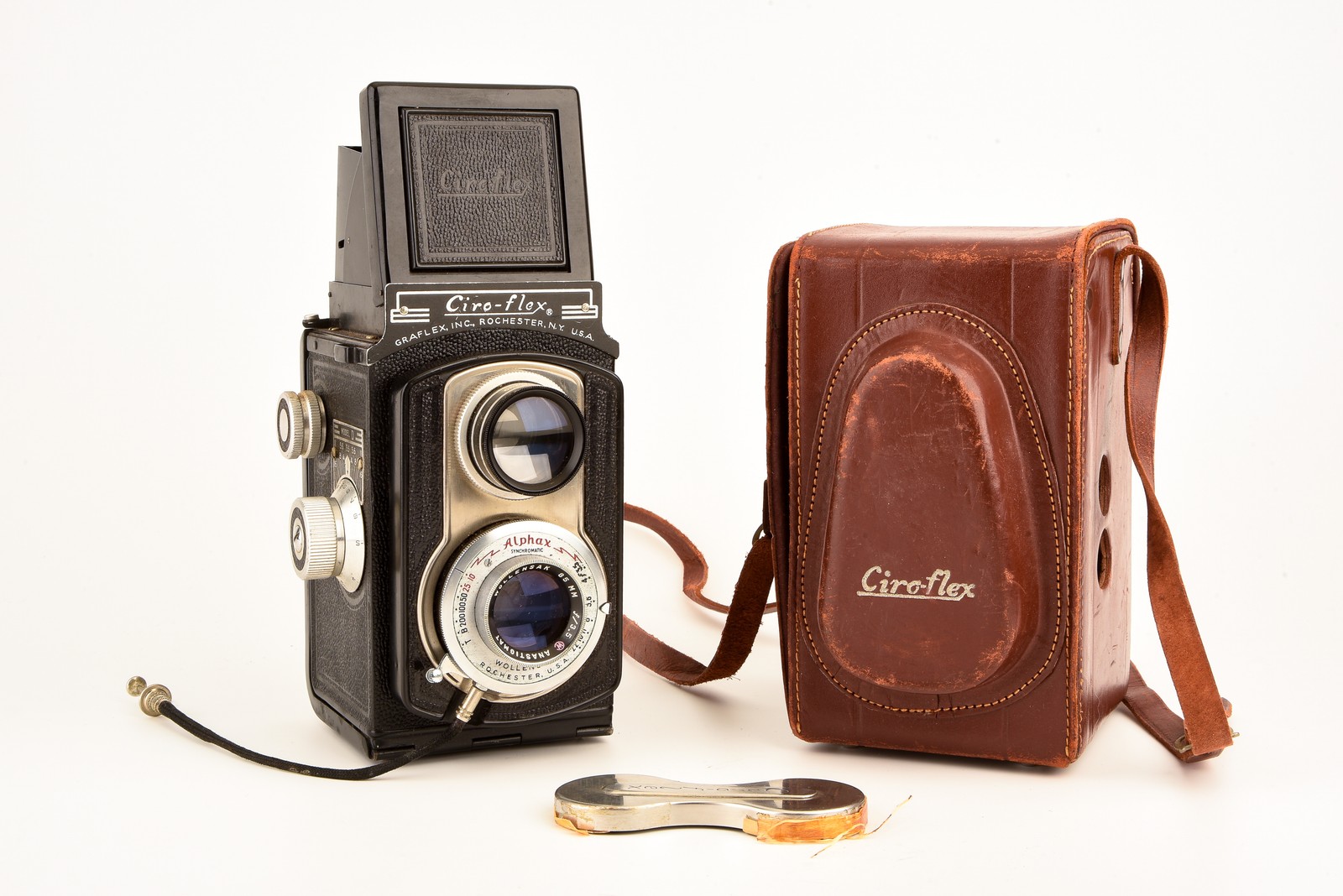 Ciroflex Model D TLR Camera Wollensak 85mm f/3.5 Lens Case Cable Release V33 Ciroflex Model D TLR Camera Wollensak 85mm f/3.5 Lens Case Cable Release V33