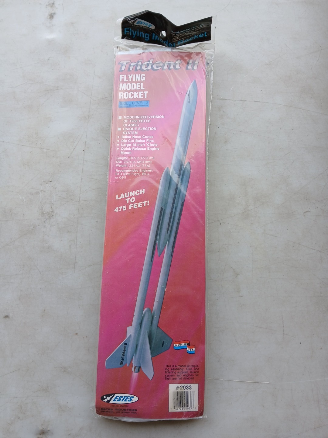 Estes Trident II #2033 New Model Rocket Kit Rare New Old Stock Estes Trident II #2033 New Model Rocket Kit Rare New Old Stock