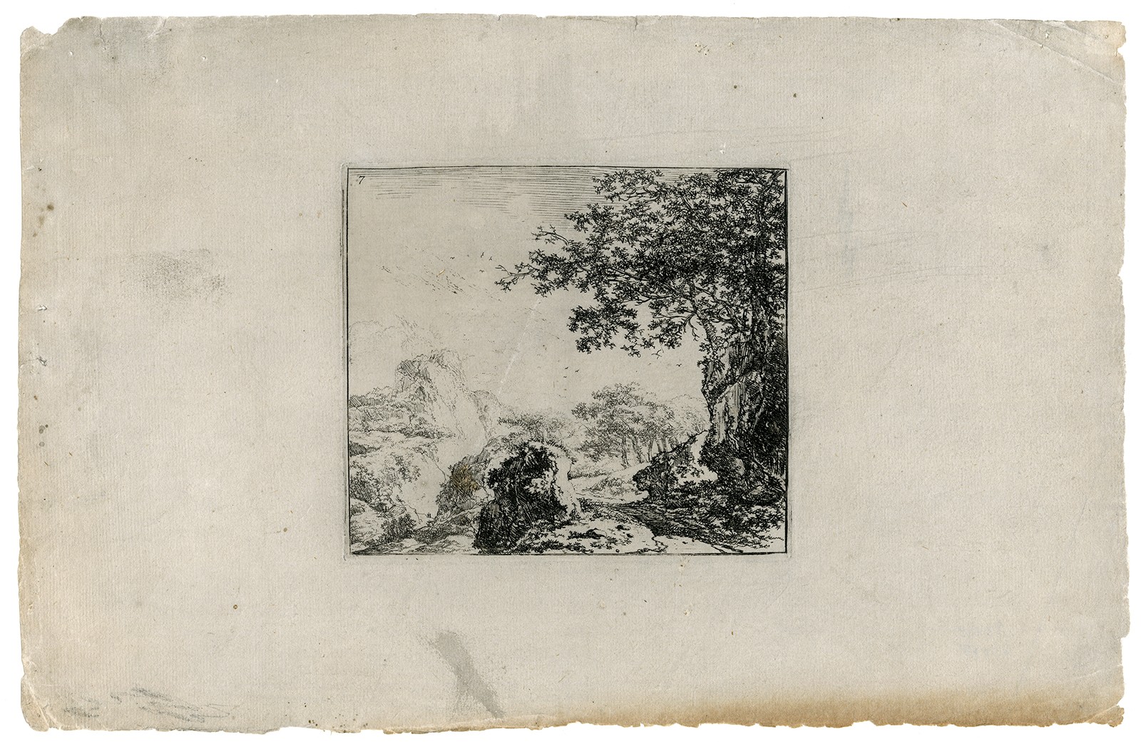 Antique Master Print-LANDSCAPE WITH TREES AND HILLS.-Naywinx-ca. 1640