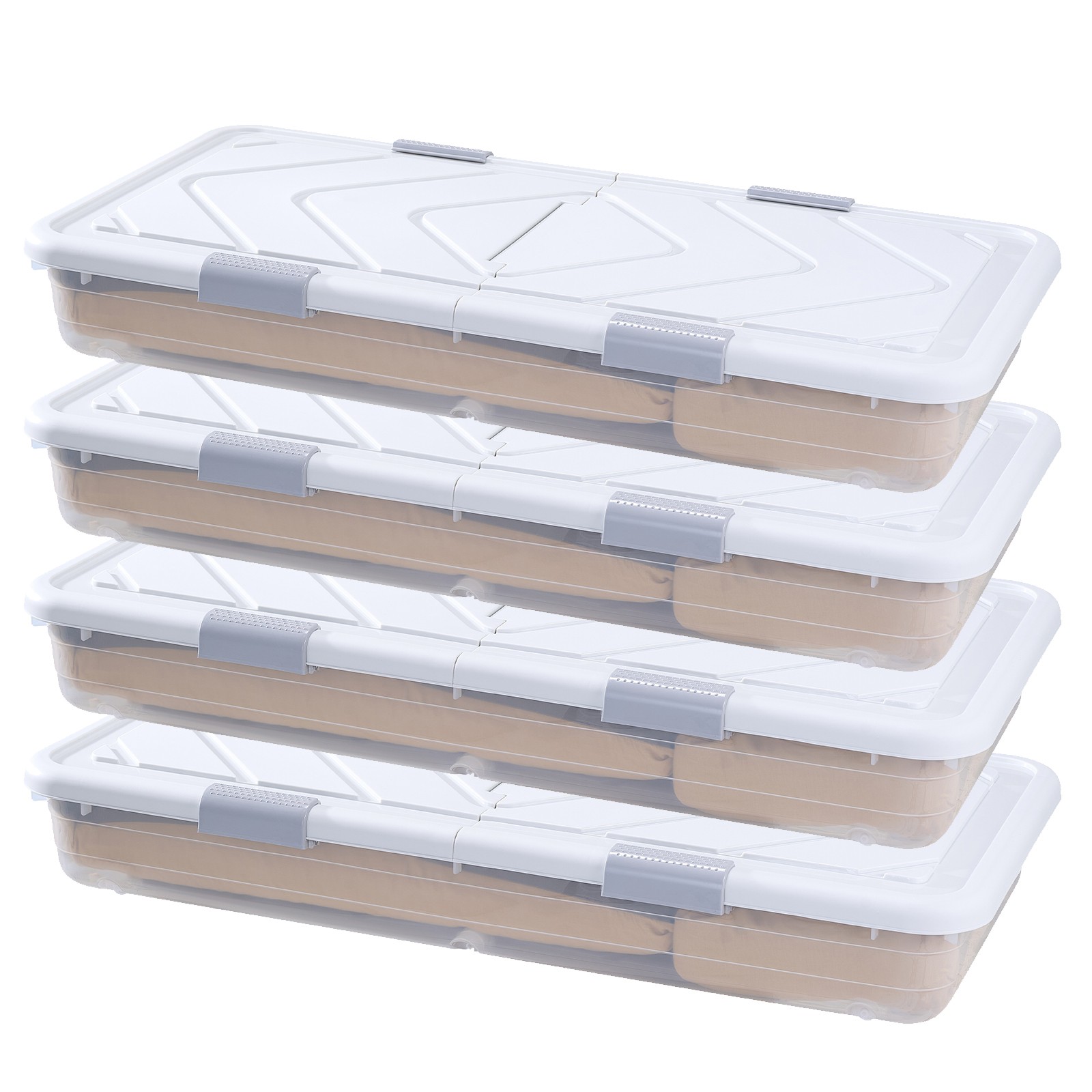 Uimoso Rolling Under-Bed Storage Containers 31.7x15.6x6.9 Inches, Set of 4 Uimoso Rolling Under-Bed Storage Containers 31.7x15.6x6.9 Inches, Set of 4