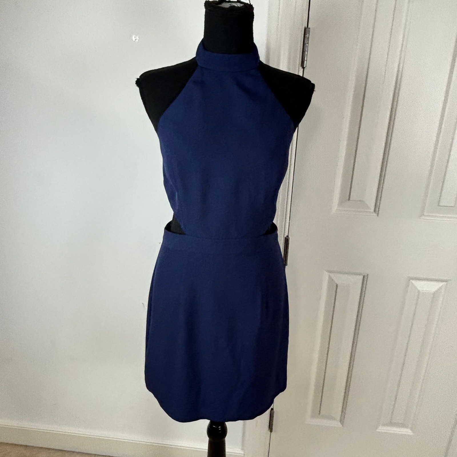 NBD x The Naven Twins Navy Blue Halter Cut-Out Mini Dress Size M