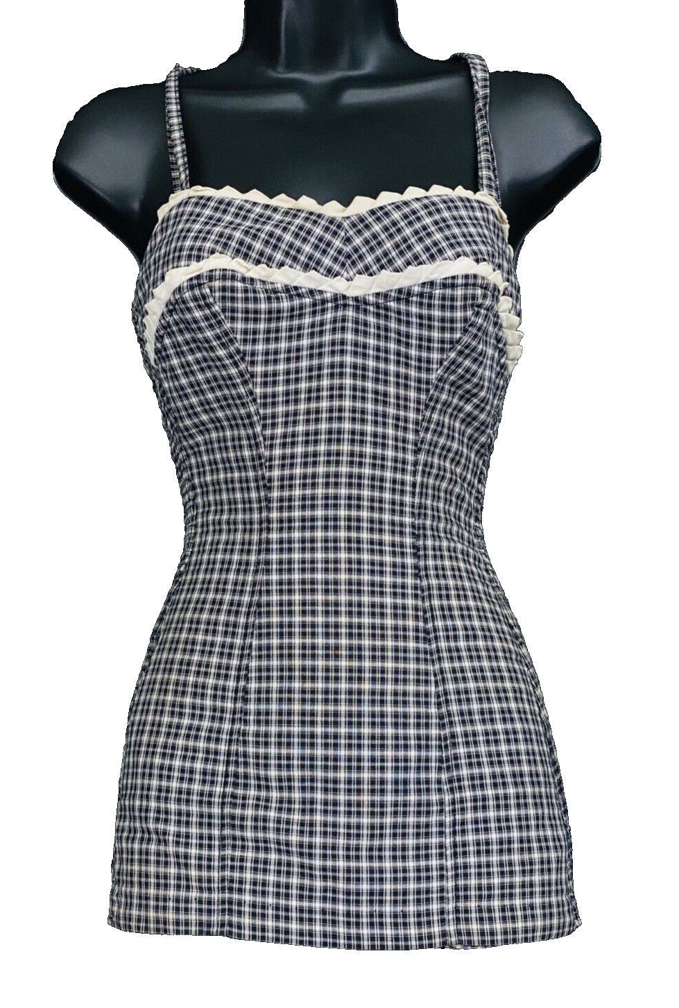 Vintage 1950s Jantzen black white plaid swimsuit one-piece deadstock pin up XS