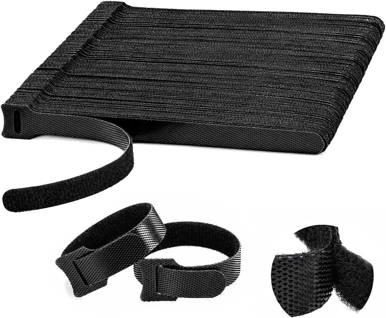 50-100pcs Cable Straps Wire Cord Hook Loop Ties Reusable Fastening Organizer Lot