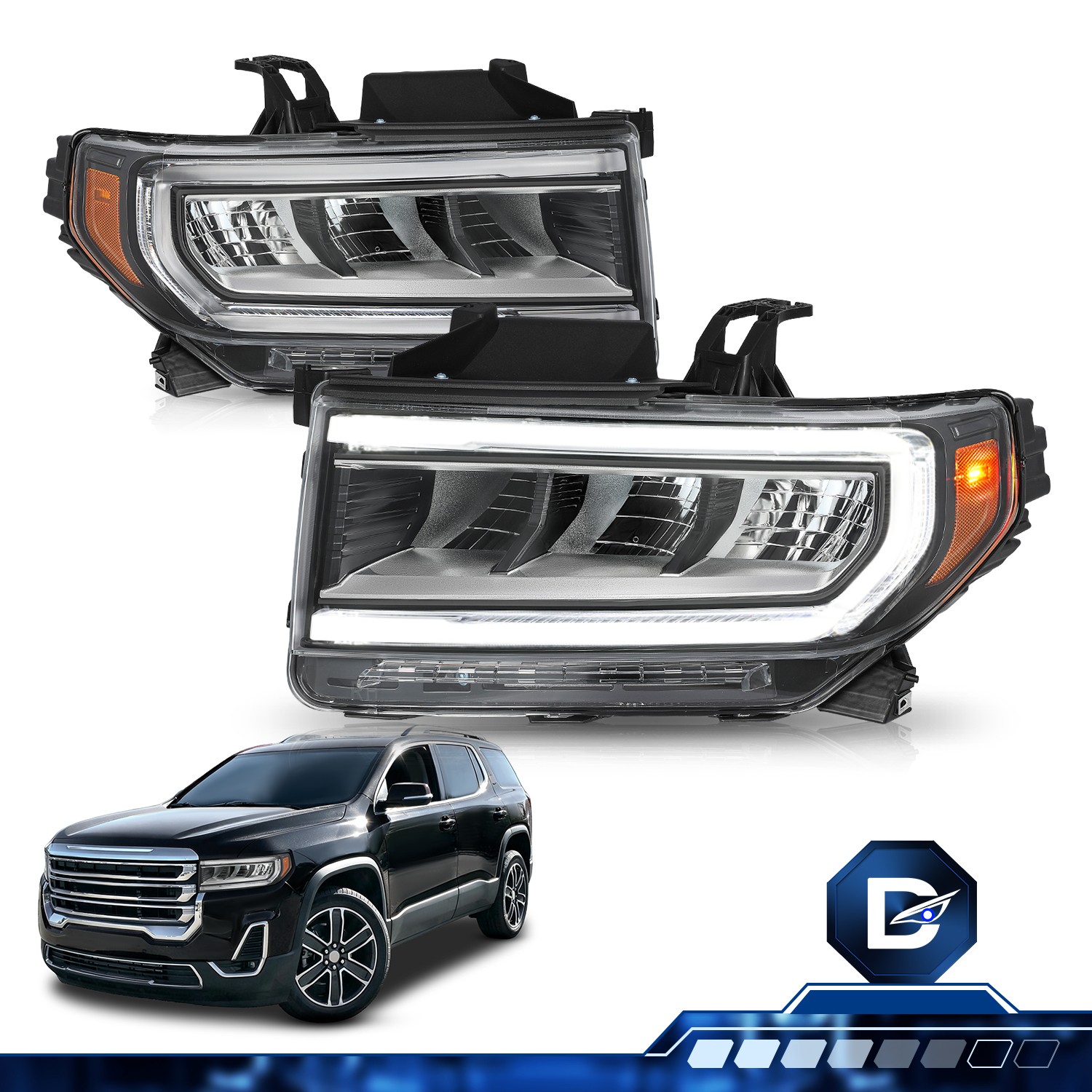 For 2020 2021 2022 2023 GMC Acadia Headlight Headlamp Assembly Left + Right Side For 2020 2021 2022 2023 GMC Acadia Headlight Headlamp Assembly Left + Right Side