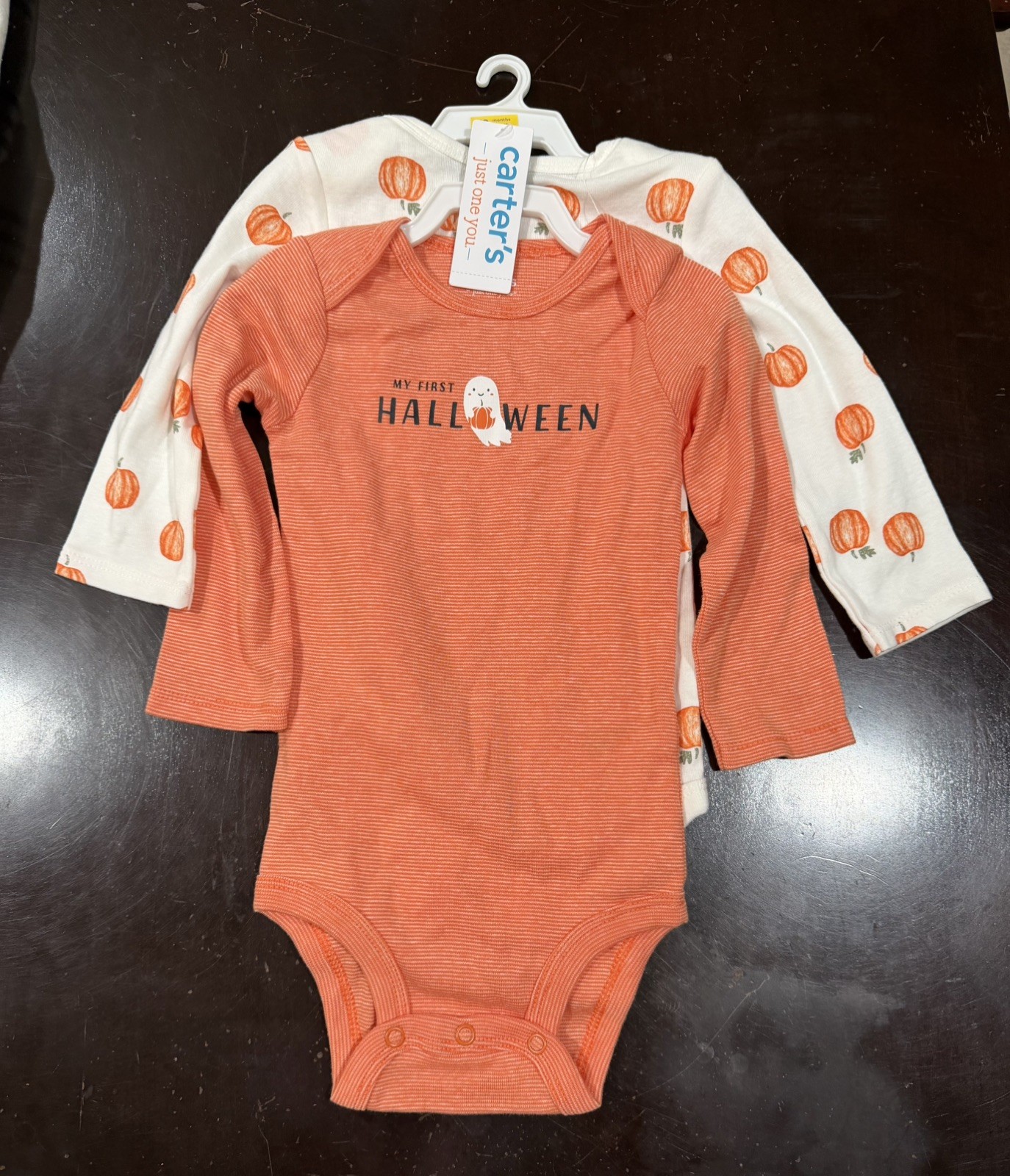 Carters My First Halloween Pumpkin Bodysuit Set of 2 Size 12 months NEW Carters My First Halloween Pumpkin Bodysuit Set of 2 Size 12 months NEW