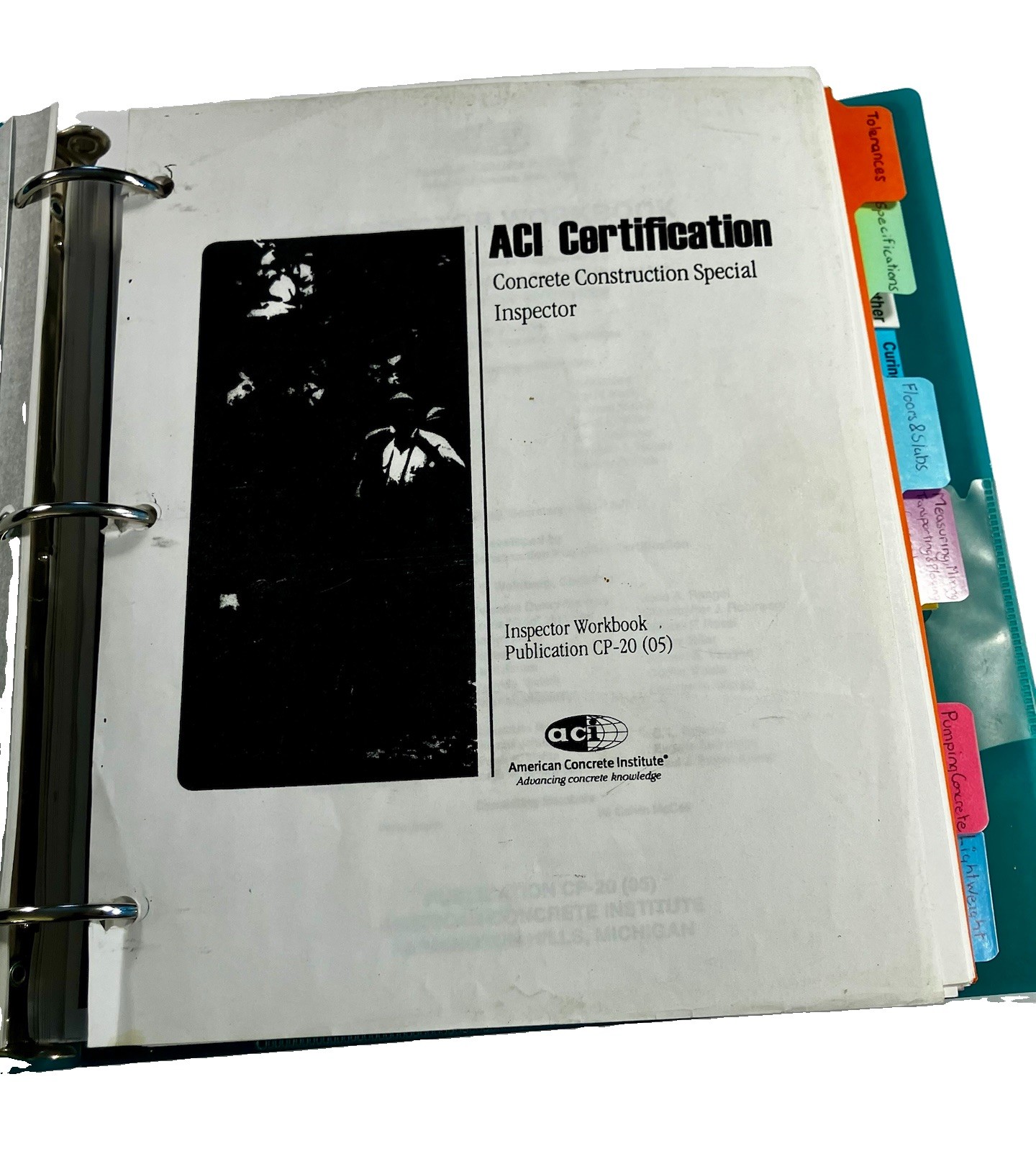 ACI CP–20: Concrete Construction Special Inspector Reference Package Binder ACI CP–20: Concrete Construction Special Inspector Reference Package Binder