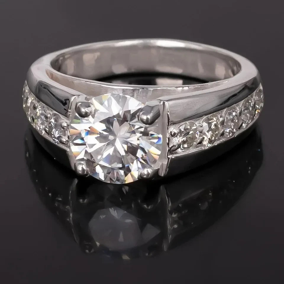 RARE 2.53 Ct Certified White Treated Diamond Solitaire Ring In 925 Silver