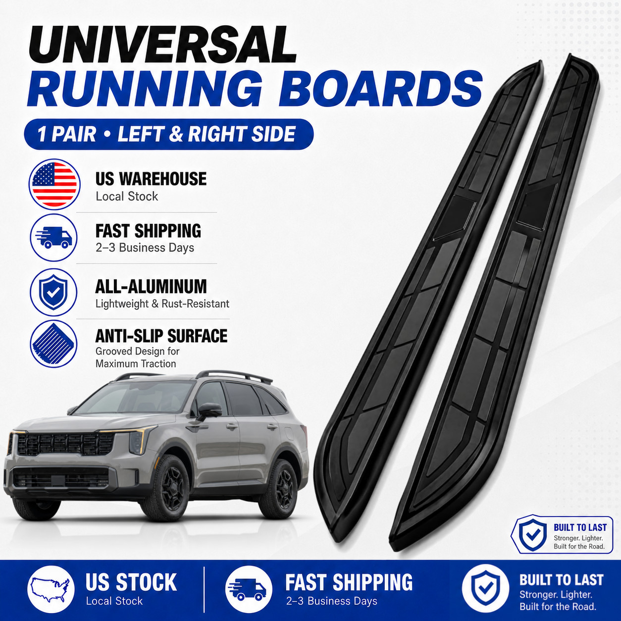 2Pcs Running Boards Nerf Bar Side Step Fit for KIA Sorento MQ4 2021-2026