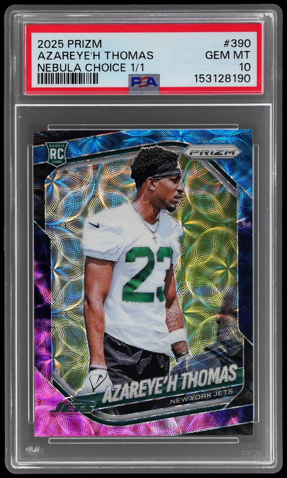 2025 Panini Prizm Azareye\'h Thomas #390 PSA 10 Prizms Choice Nebula 1/1 Football
