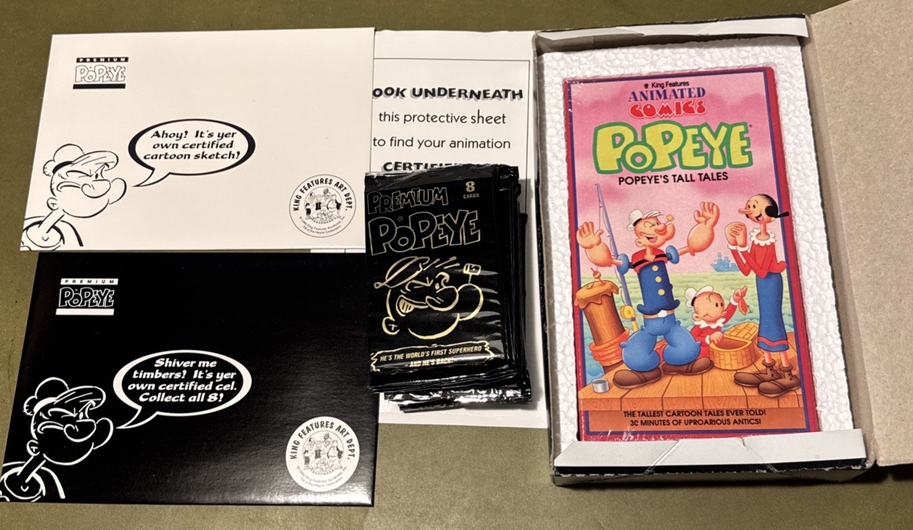 1996 Premium Popeye Trading Card Box 16 Packs Sketch VHS Cartoon Sketch 1996 Premium Popeye Trading Card Box 16 Packs Sketch VHS Cartoon Sketch