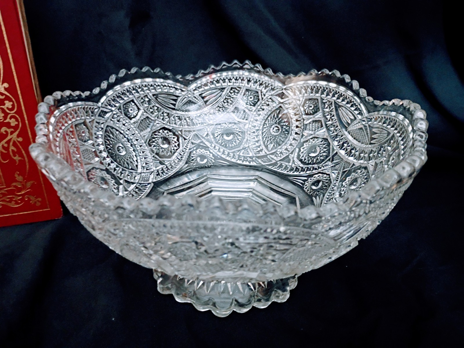 Large 1930's Antique Footed Crystal Pedestal Bowl By The Imperial Glass Company Large 1930's Antique Footed Crystal Pedestal Bowl By The Imperial Glass Company