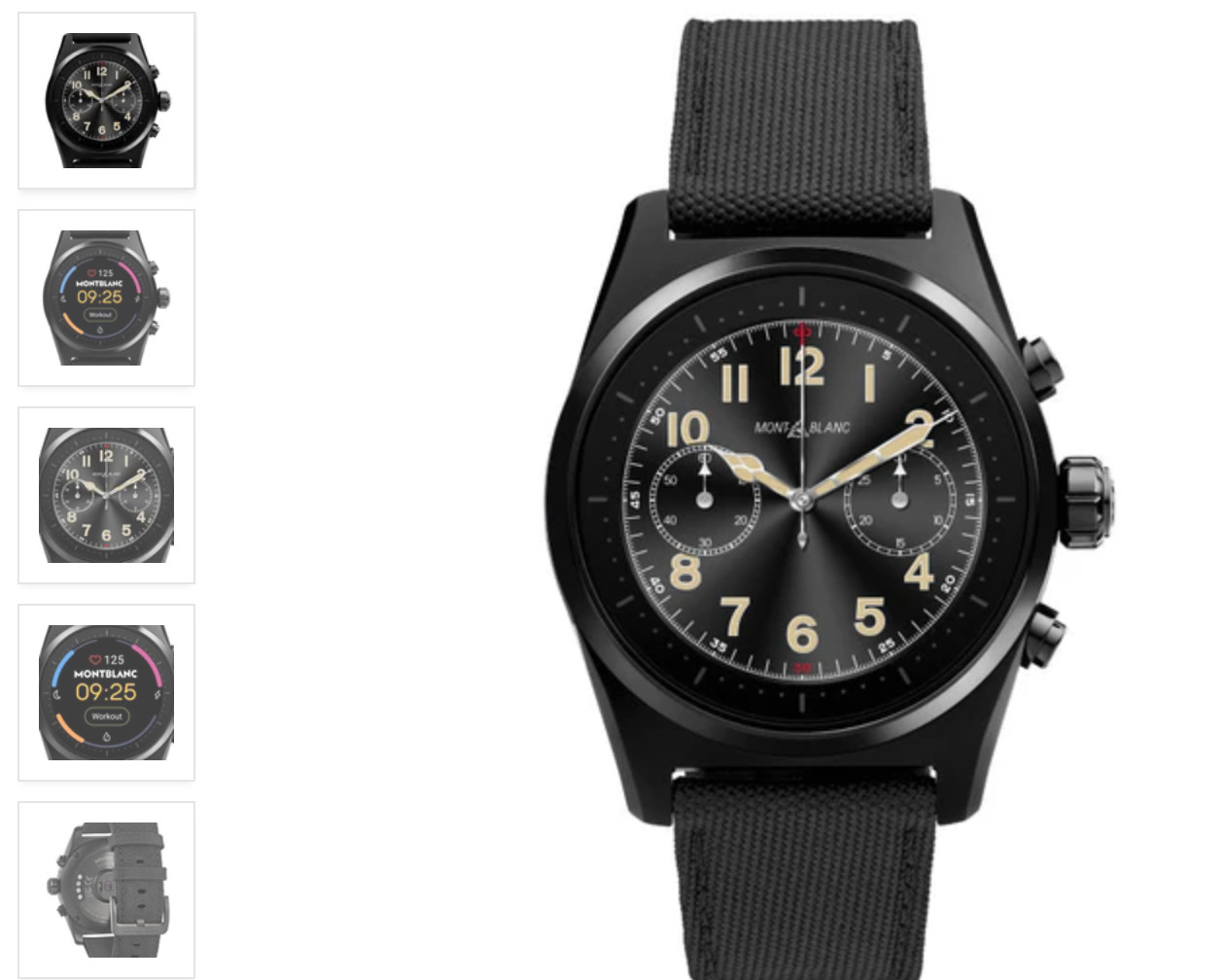 Montblanc SUMMIT Lite 43mm Black Aluminum Case Fabric Strap 128413 Smartwatch