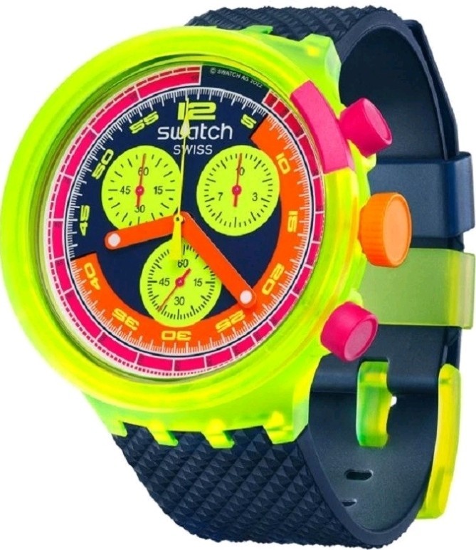 SWATCH NEON TO THE MAX Retro 90's Chrono Watch 47mm SB06J100 NEW - USA SELLER SWATCH NEON TO THE MAX Retro 90's Chrono Watch 47mm SB06J100 NEW - USA SELLER