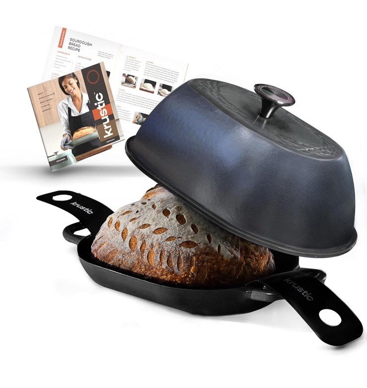 Iron Cast Dutch Oven 5.5Qt Oval Bread Baking Black Krustic Enameled Sourdough Iron Cast Dutch Oven 5.5Qt Oval Bread Baking Black Krustic Enameled Sourdough