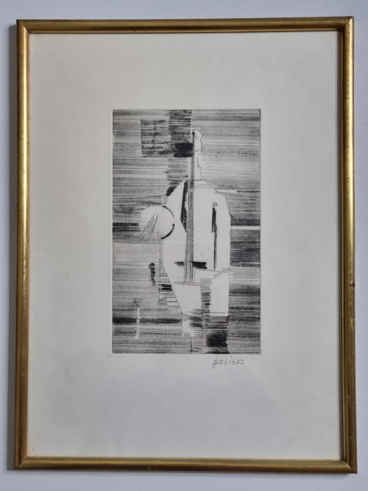 Andrea Delibes - Interior Radiation, Framed Abstract Engraving, 34 x 45 cm