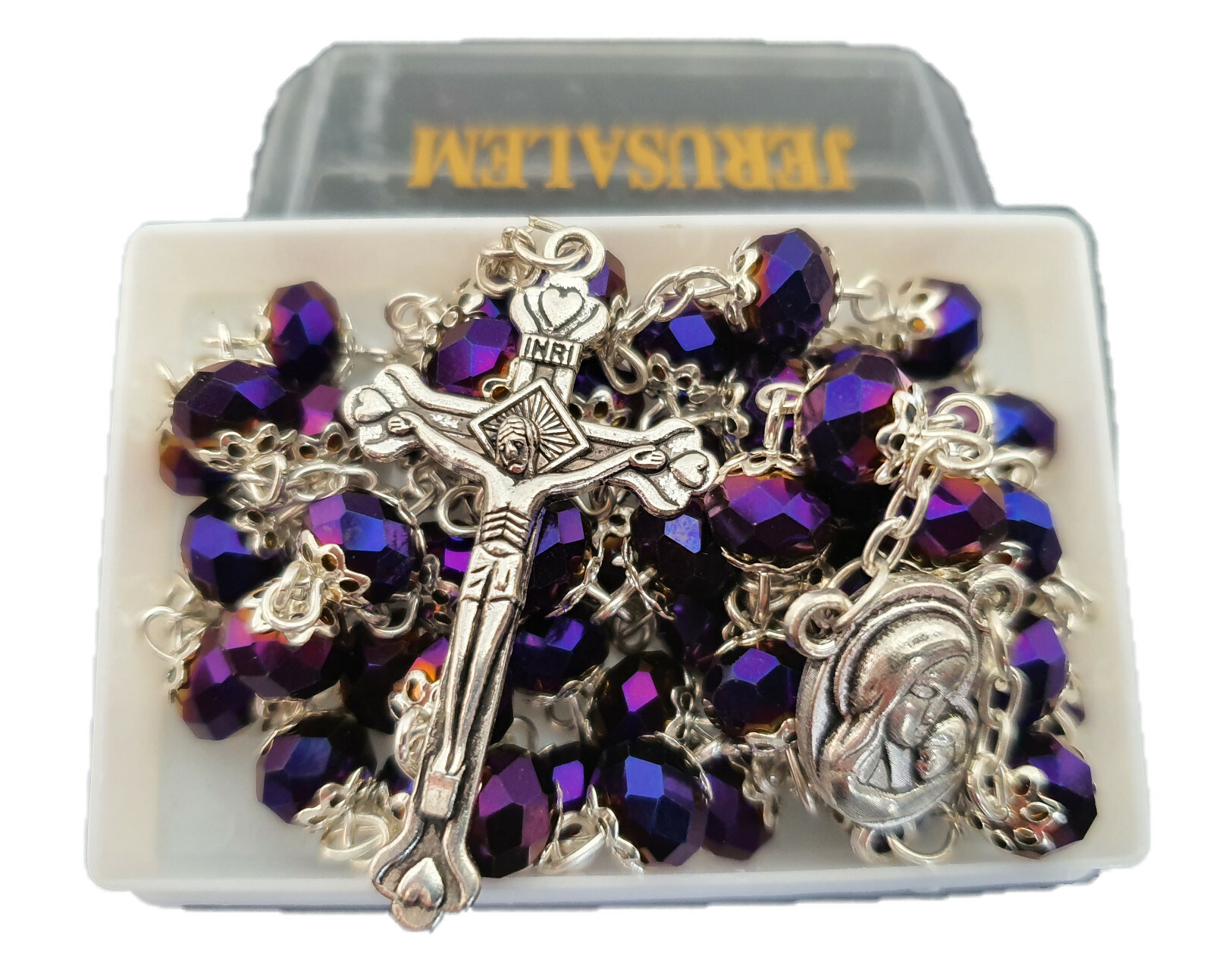 Catholic Deep Purple Jerusalem Crystal Rosary Catholic Deep Purple Jerusalem Crystal Rosary