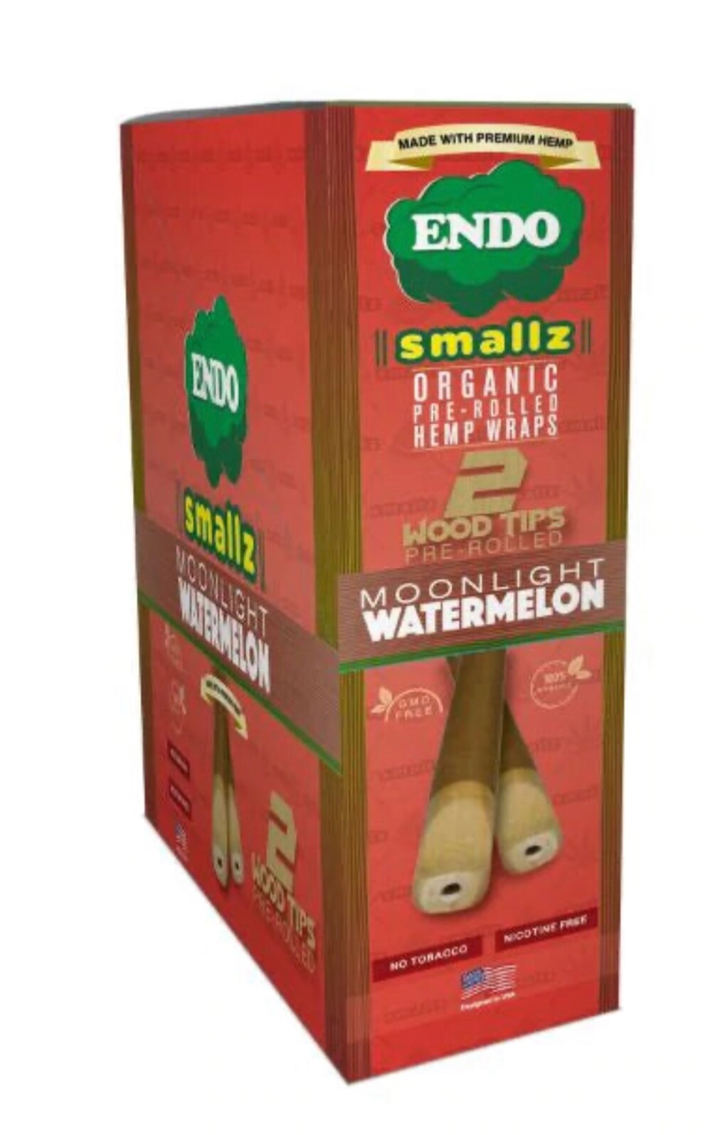 Endo Smallz Herbal Pre-Rolled Papers wood Tips Moonlight Watermelon 5/2ct Packs