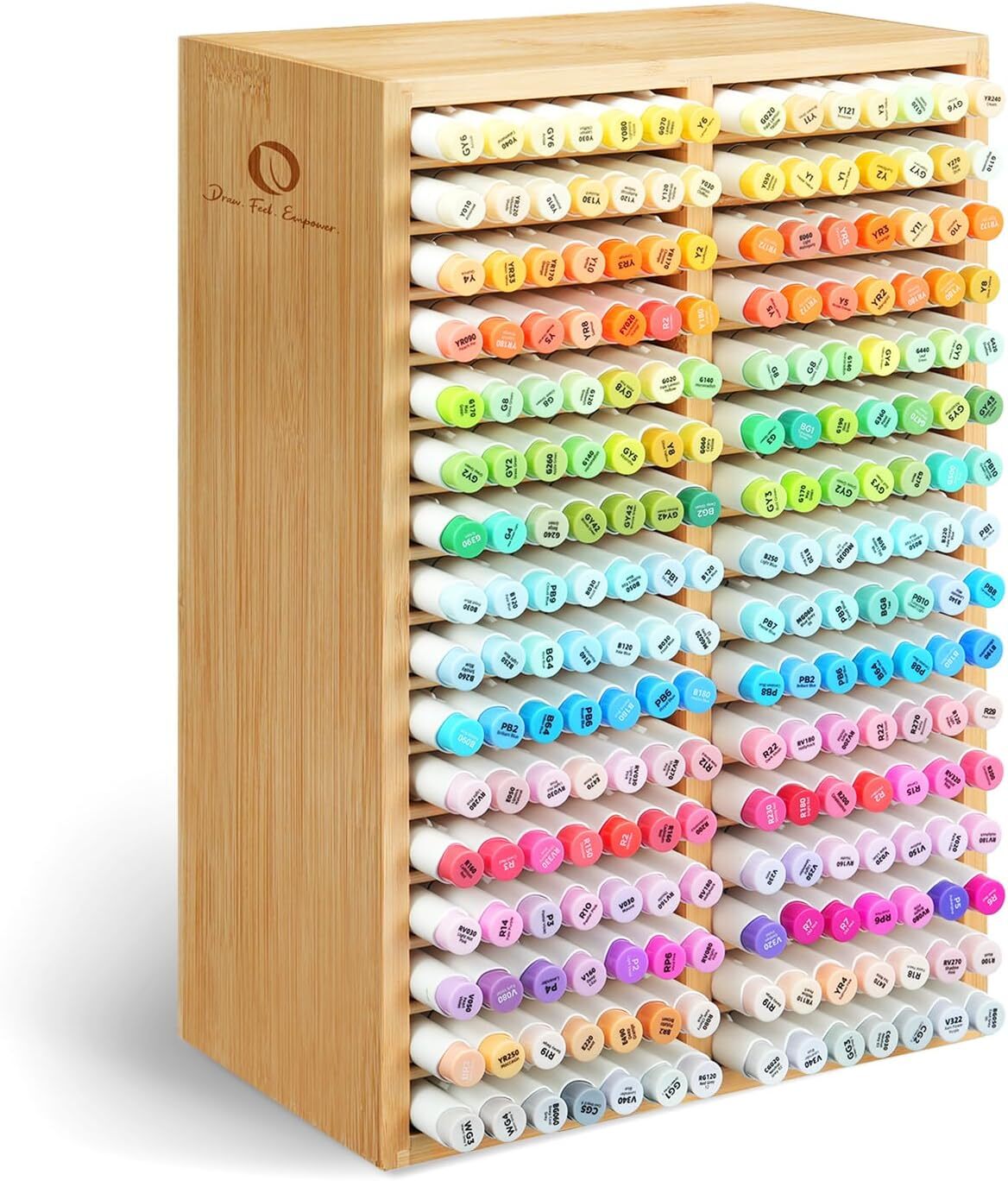 Ohuhu Bamboo Marker Organizer, Wooden Desktop Storage Hold 224 Markers for Home Ohuhu Bamboo Marker Organizer, Wooden Desktop Storage Hold 224 Markers for Home