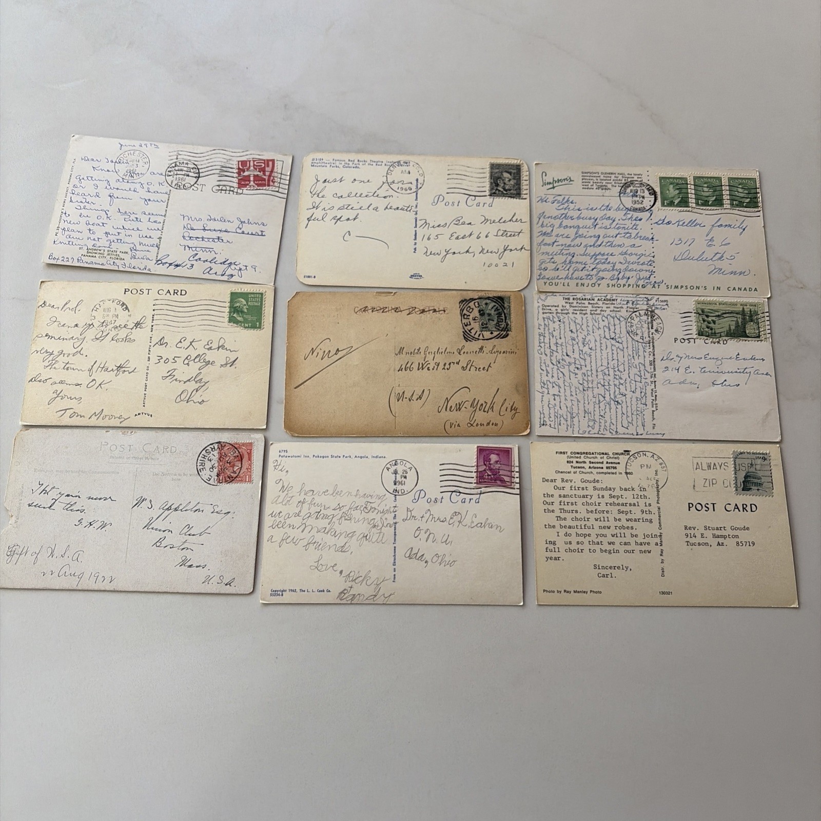 Lot Of 9 Used Vintage Postcards With Stamps Lot Of 9 Used Vintage Postcards With Stamps