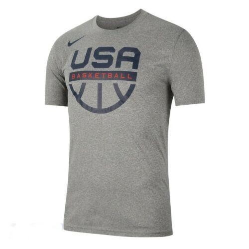 Nike Dri Fit USA Basketball Practice Shirt Gray Tee CT8783-091 size L Men's