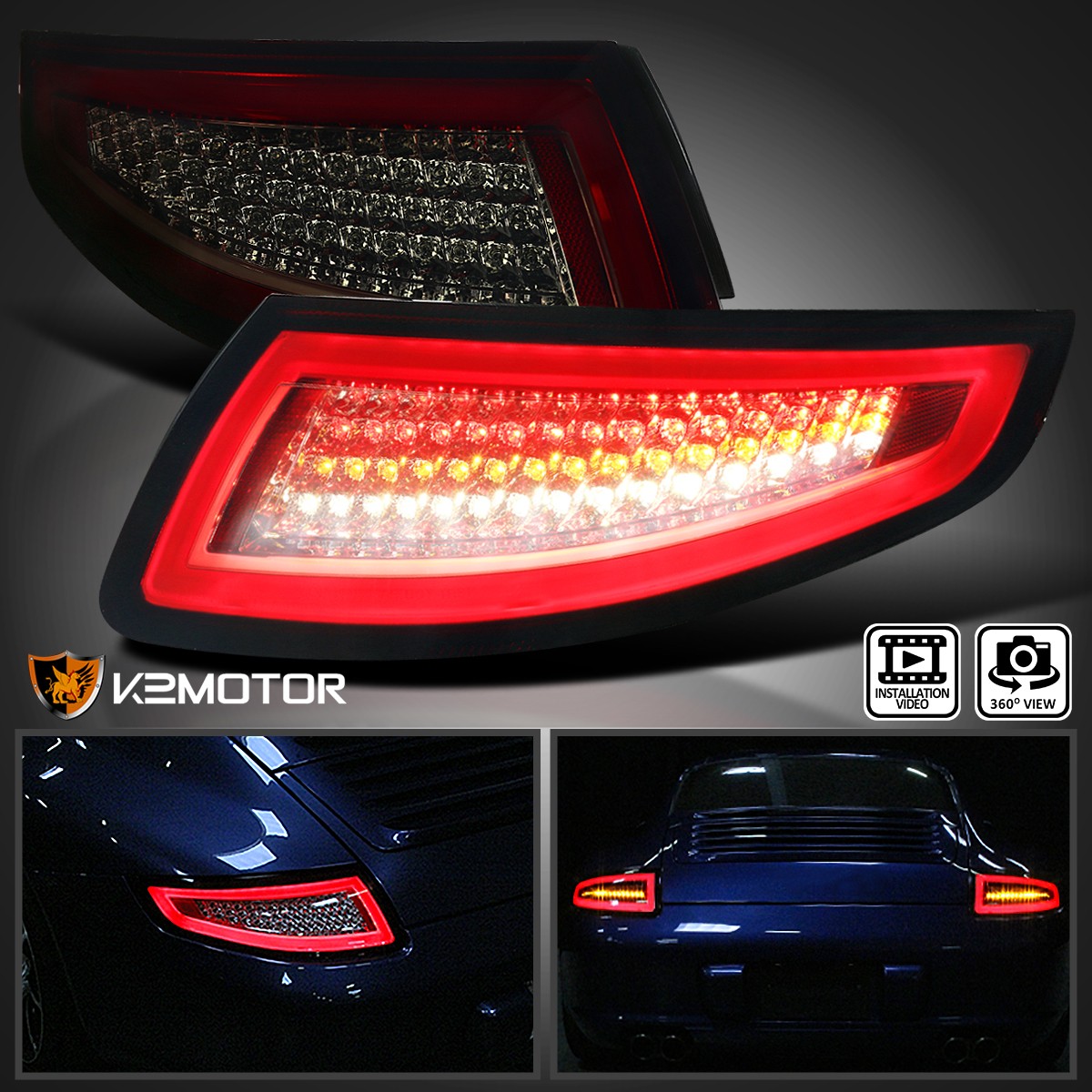 Fits 2005-2008 Porsche 911 997 Carrera Targa GT3 Red/Smoke LED Tail Lights Lamps Fits 2005-2008 Porsche 911 997 Carrera Targa GT3 Red/Smoke LED Tail Lights Lamps