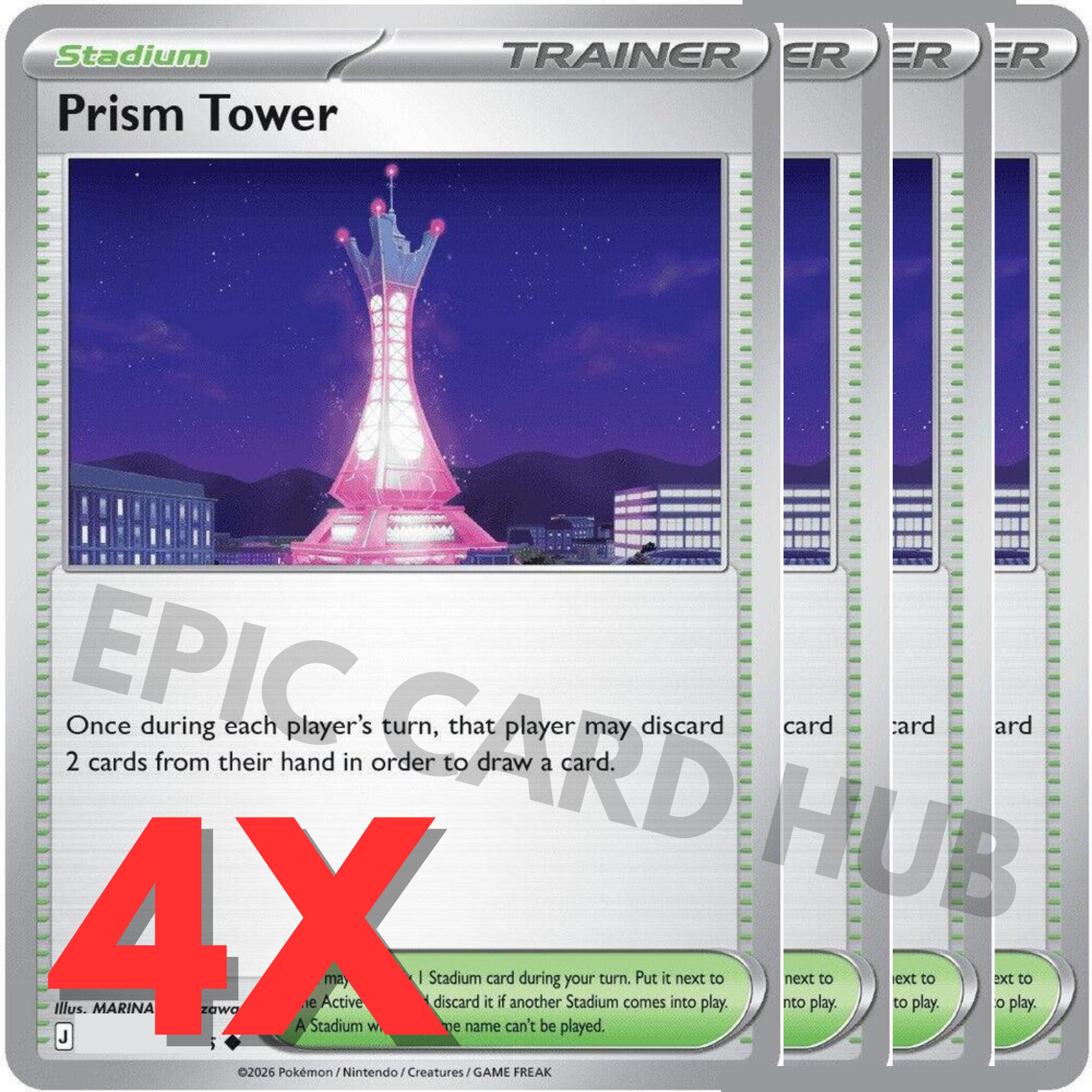 4x Prism Tower 4x - ME04: Chaos Rising - Uncommon - Pokemon TCG Playset 4x Prism Tower 4x - ME04: Chaos Rising - Uncommon - Pokemon TCG Playset
