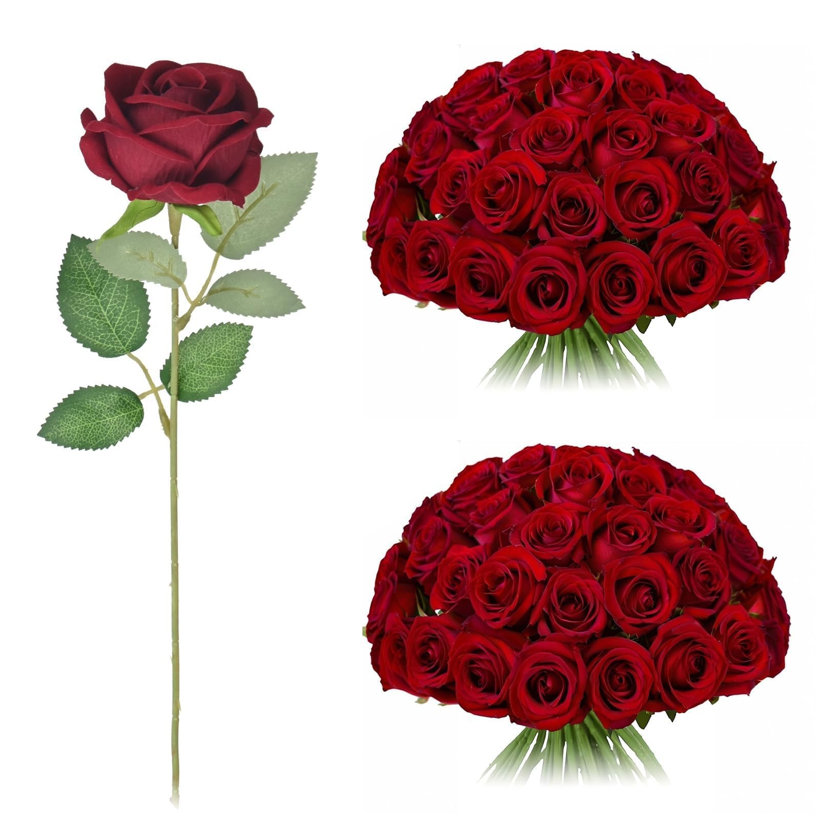 Umisu 200 Artificial Silk Roses Burgundy 50cm Stems Wedding Decor Umisu 200 Artificial Silk Roses Burgundy 50cm Stems Wedding Decor