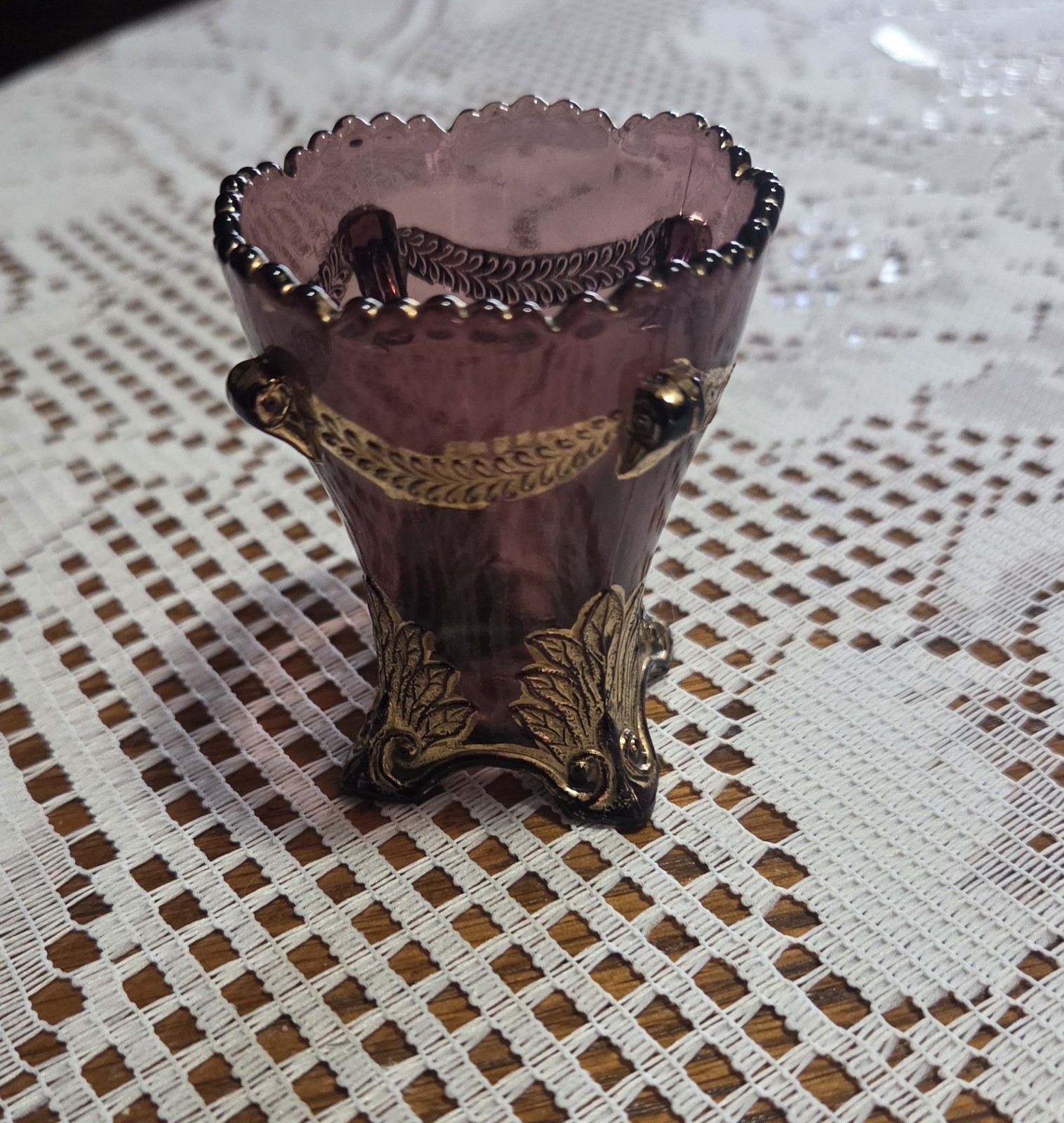 Vintage Jefferson Glass SWAG WITH BRACKETS w/Gold Toothpick Holder 1903~SALE Vintage Jefferson Glass SWAG WITH BRACKETS w/Gold Toothpick Holder 1903~SALE