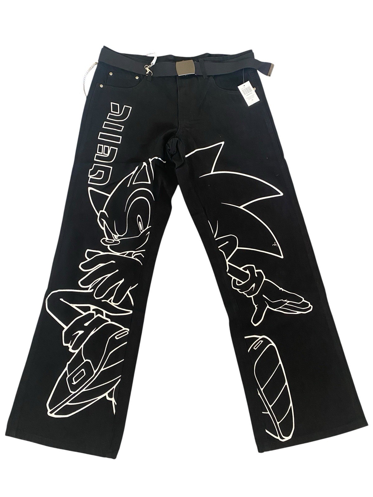 Sonic The Hedgehog Jeans With Belt & Chain Size 34 Sonic The Hedgehog Jeans With Belt & Chain Size 34