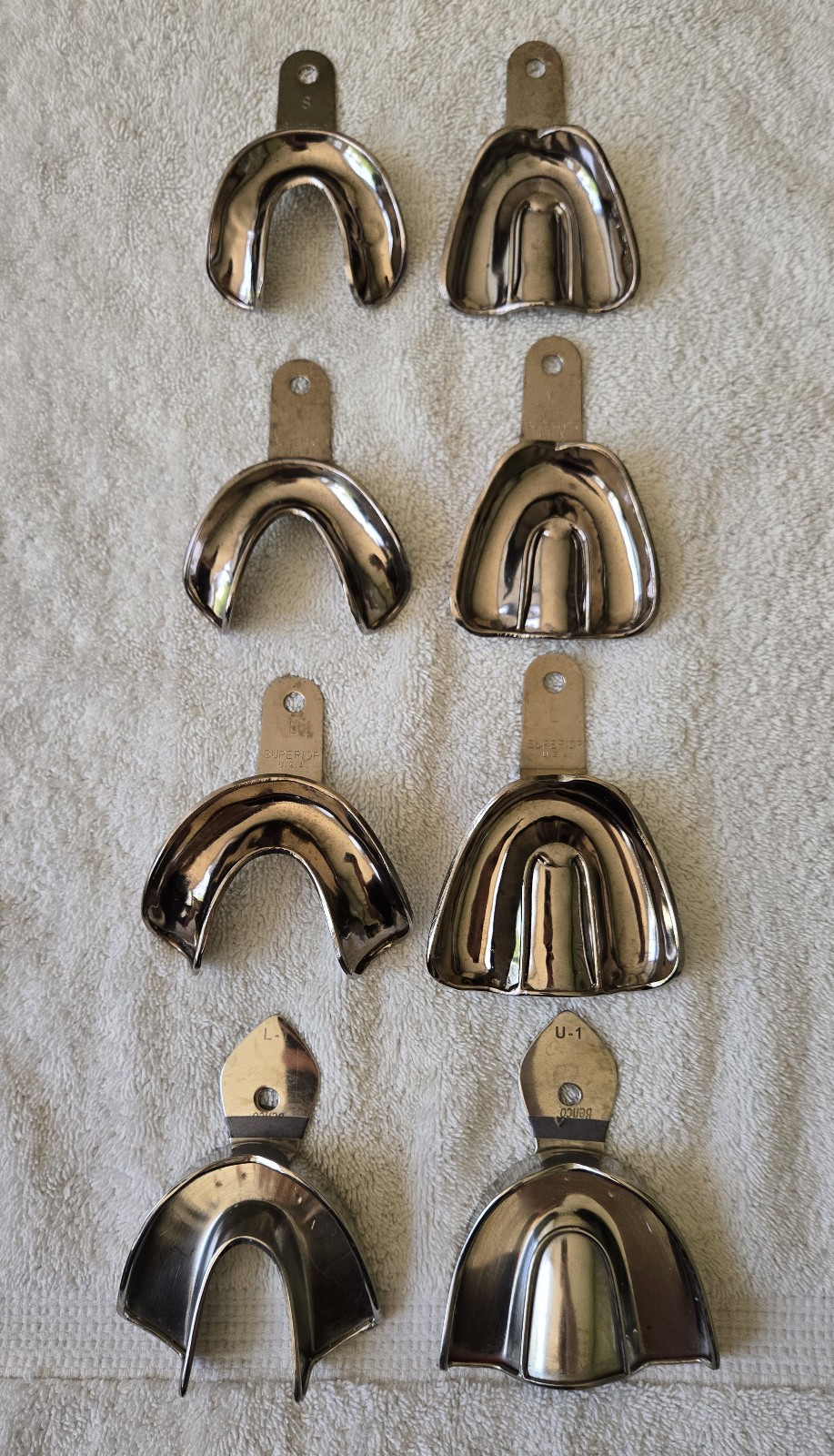 Superior Dental Stainless Steel Solid Metal Impression Autoclavable Trays