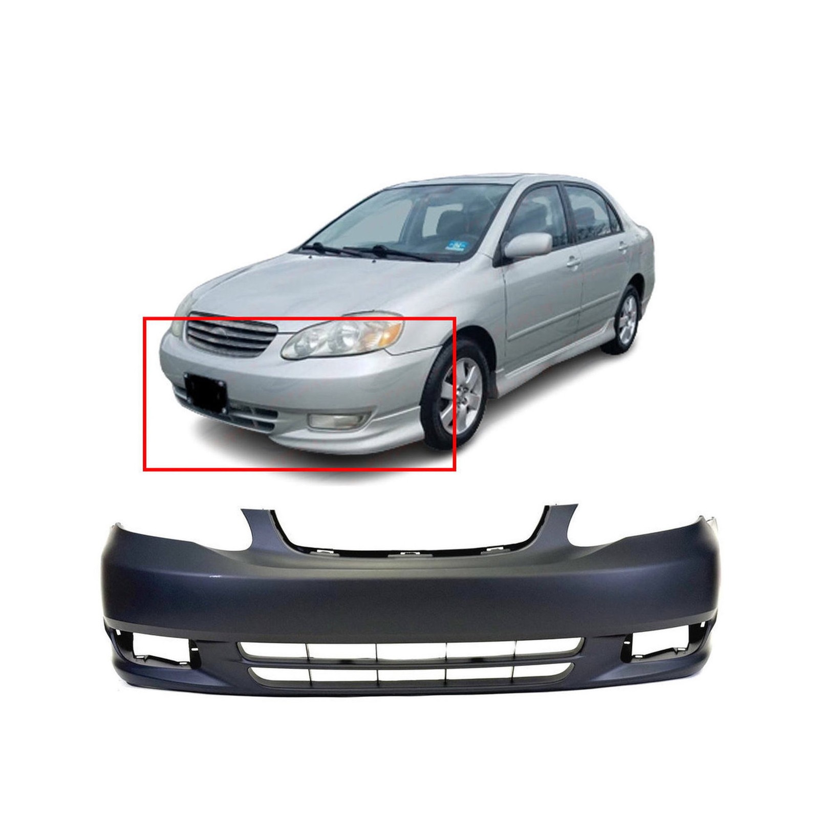 2003-2004 Toyota Corolla Sedan CE LE Front Bumper Cover TO1000240 5211902915