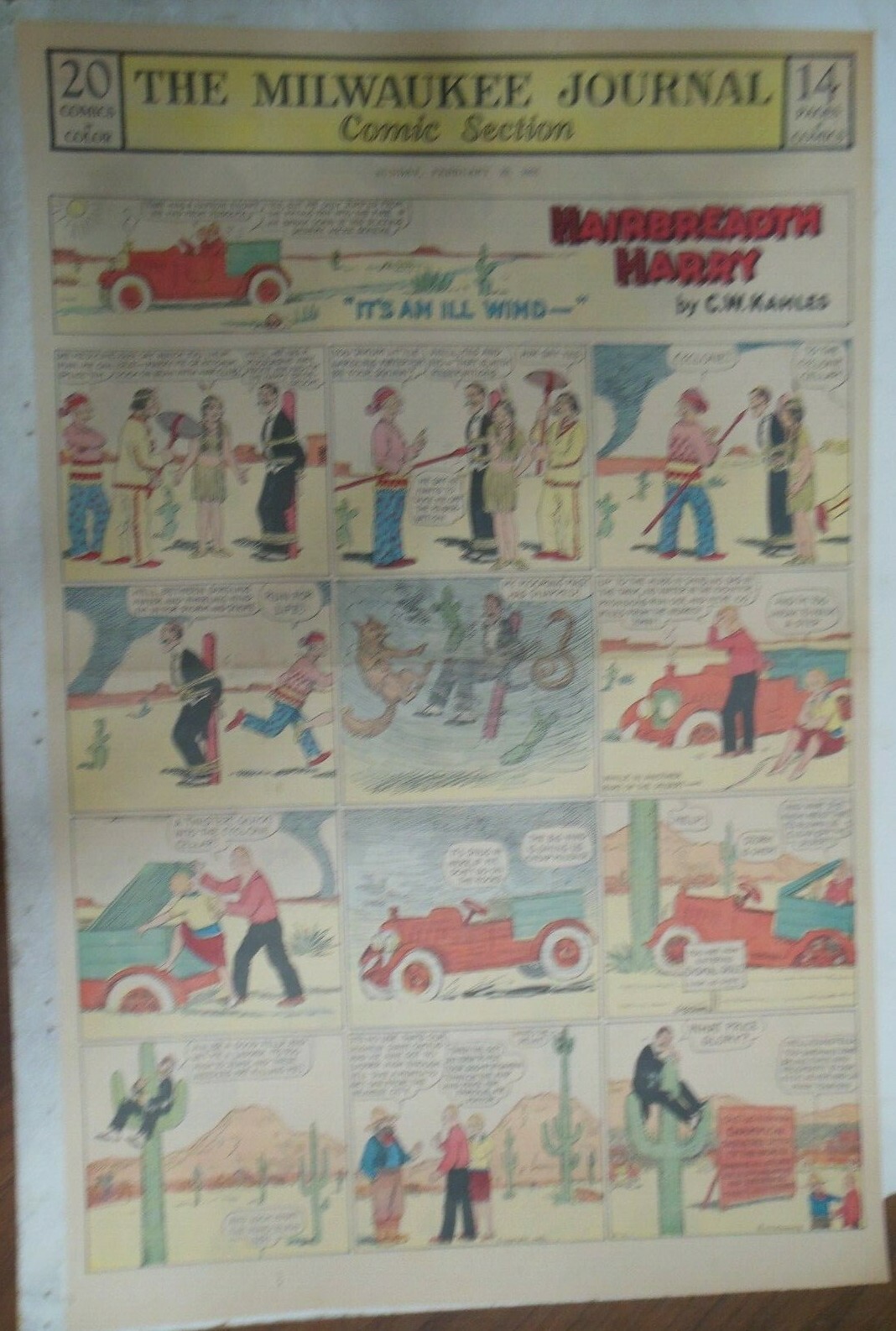 Hairbreadth Harry Sunday Page by C. W. Kahles from 2/22/1931 Full Page Size 