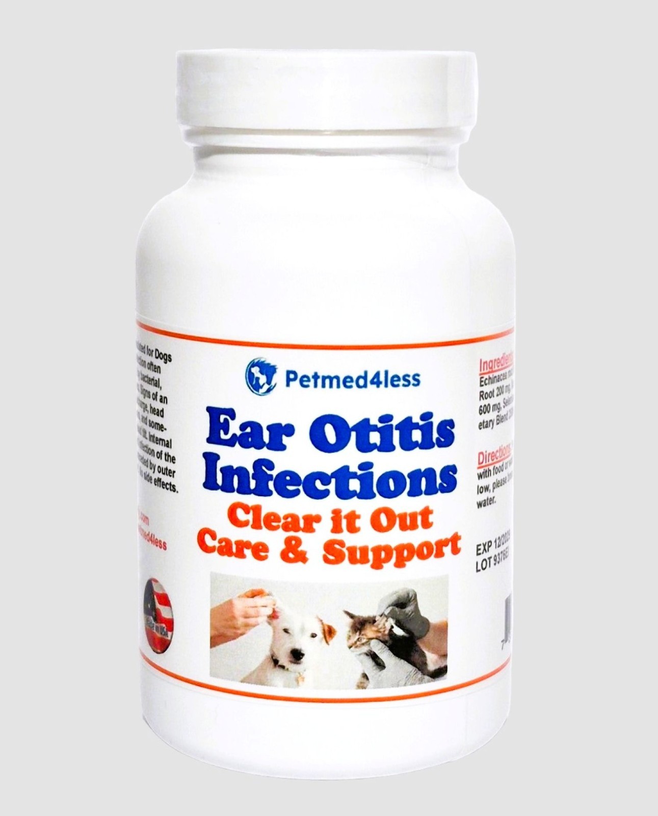 EAR INFECTION CARE FOR PETS - OTITIS - kill bacteria & yeast - 120 Caps MADE USA