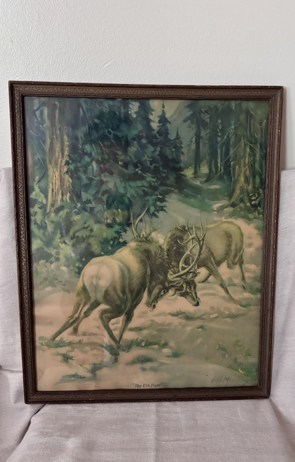 RARE Western Ammunition “The Elk Fight” Vintage Advertisement Poster 1920 RARE Western Ammunition “The Elk Fight” Vintage Advertisement Poster 1920