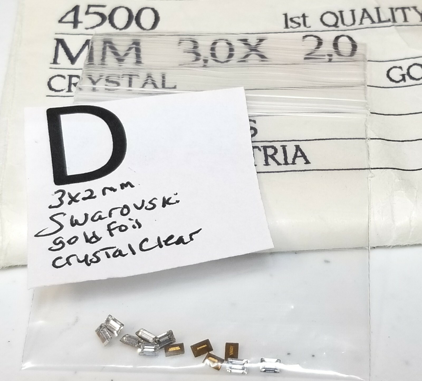 12 Vtg Rare tiny 2x1mm 3x2mm Baguette Swarovski Rhinestone Craft Jewelry #4000
