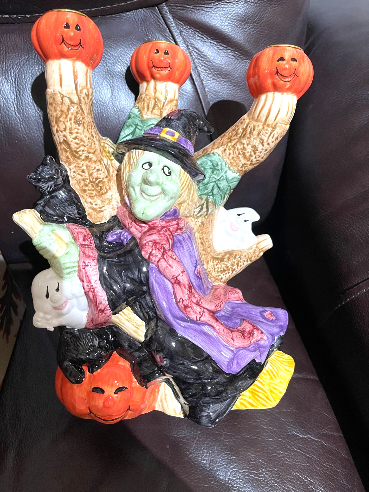 FITZ &FLOYD OMNIBUS HALLOWEEN PARTY CANDLELABRA WITCH W/ THREE CANDLEHOLDERS NEW FITZ &FLOYD OMNIBUS HALLOWEEN PARTY CANDLELABRA WITCH W/ THREE CANDLEHOLDERS NEW