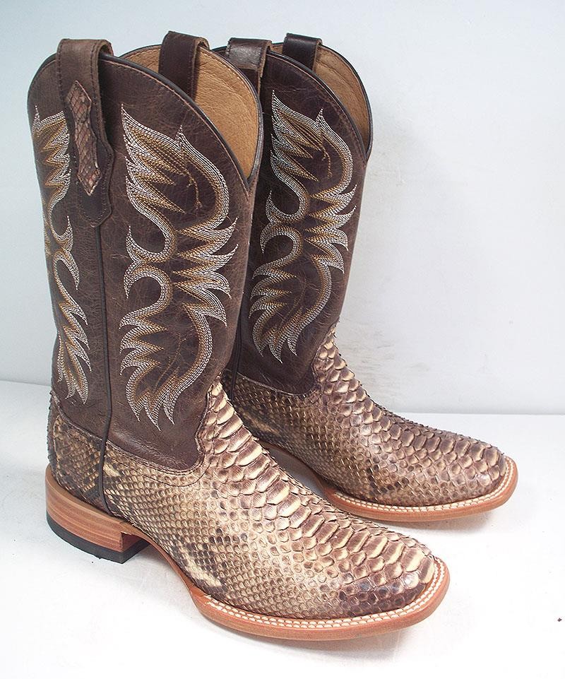 CODY JAMES MEN\'S 8 D BROWN PYTHON WESTERN COWBOY BOOTS WIDE SQUARE TOE