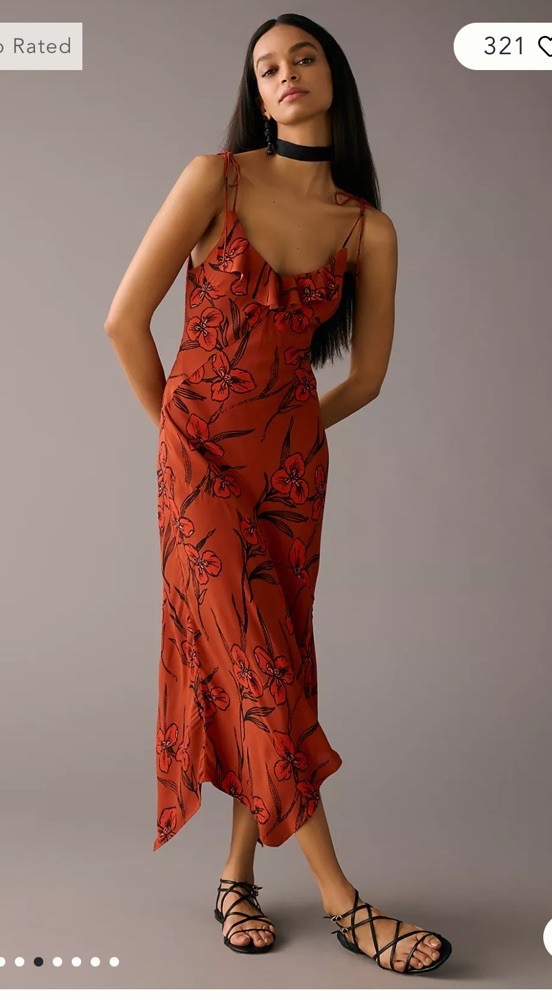 NWT Anthropologie size PXS midi slip dress in red ties at shoulders city preppy NWT Anthropologie size PXS midi slip dress in red ties at shoulders city preppy