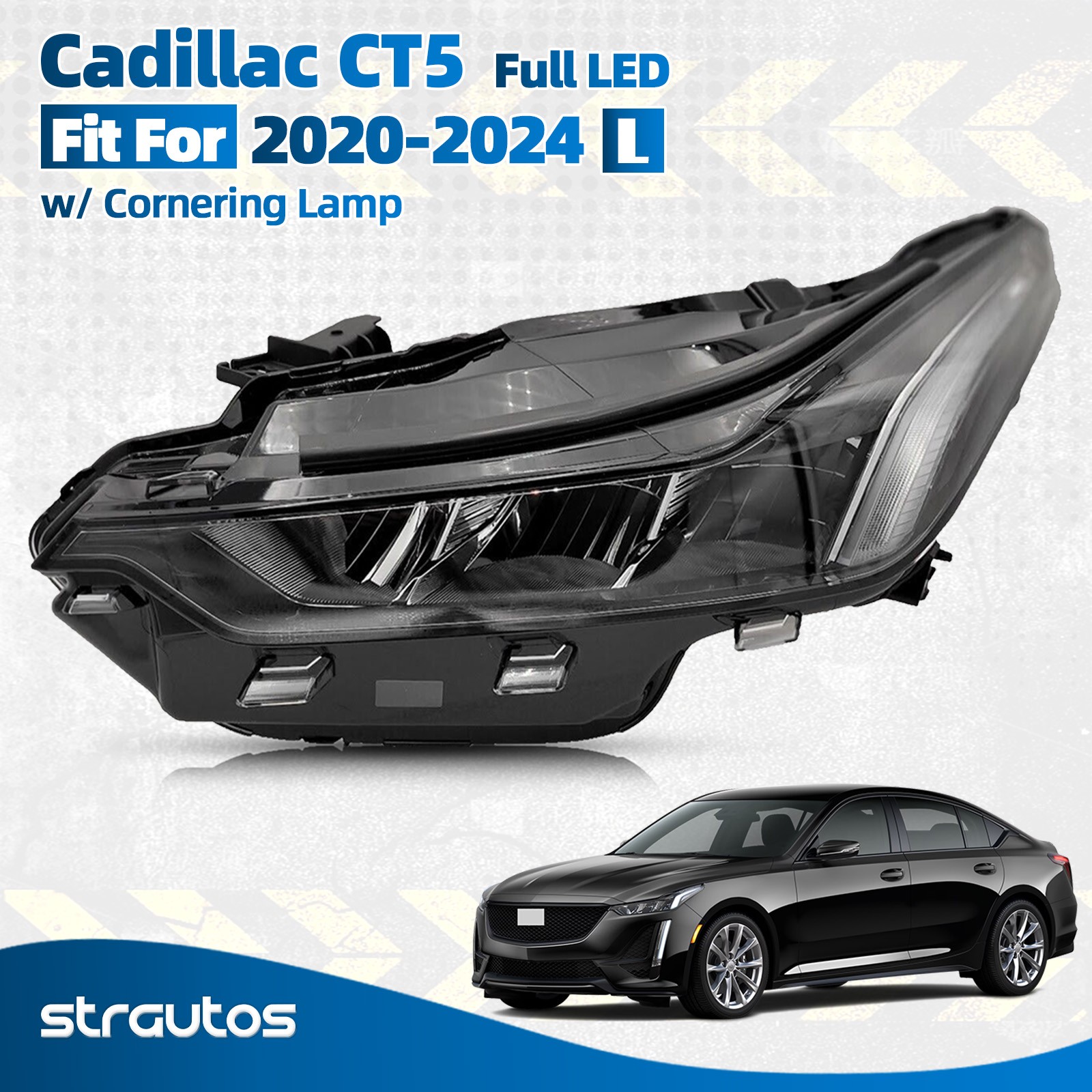 For 2020-2024 Cadillac CT5 Full LED Headlight With Cornering Lamp Left Driver
