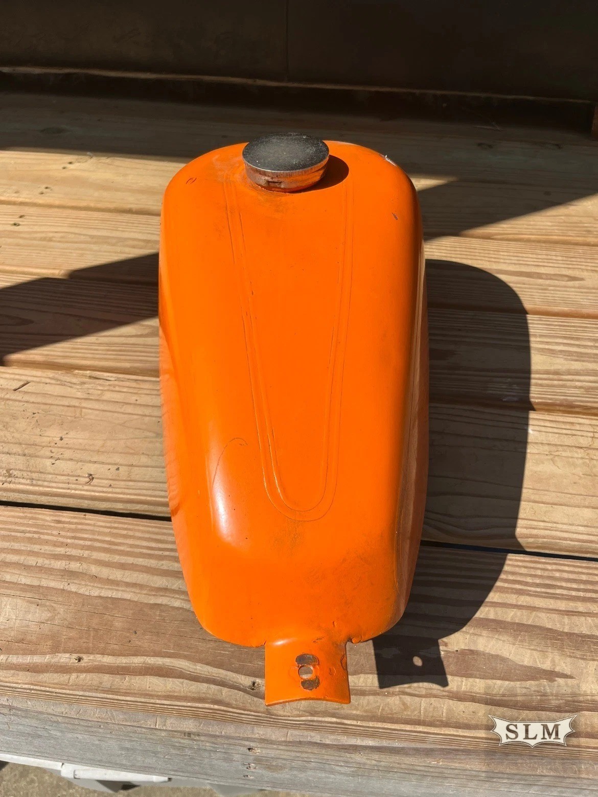 Vintage 1970s GME Chopper Gas Tank Orange Teardrop Dual Petcock Vintage 1970s GME Chopper Gas Tank Orange Teardrop Dual Petcock