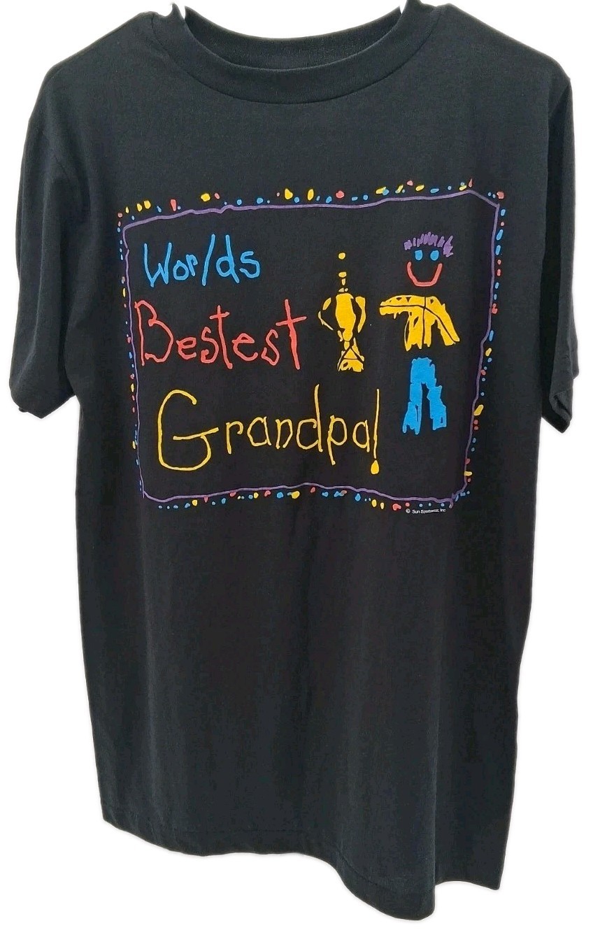 Vintage Sun Sportswear World\'s Best Grandpa T Shirt Mens Medium Black Usa Tee Vintage Sun Sportswear World\'s Best Grandpa T Shirt Mens Medium Black Usa Tee